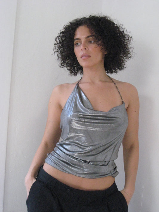 Chrome Y2K Halter Neck Top