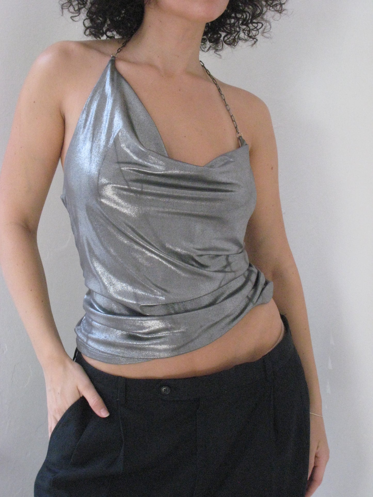 Chrome Y2K Halter Neck Top