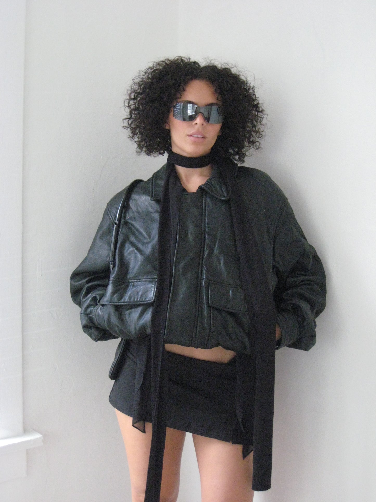 Vintage Leather Bomber Jacket