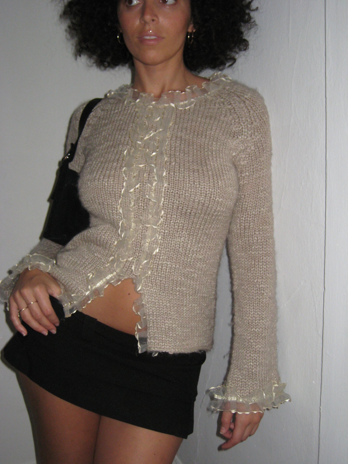 Vintage Ruffled Knit Sweater