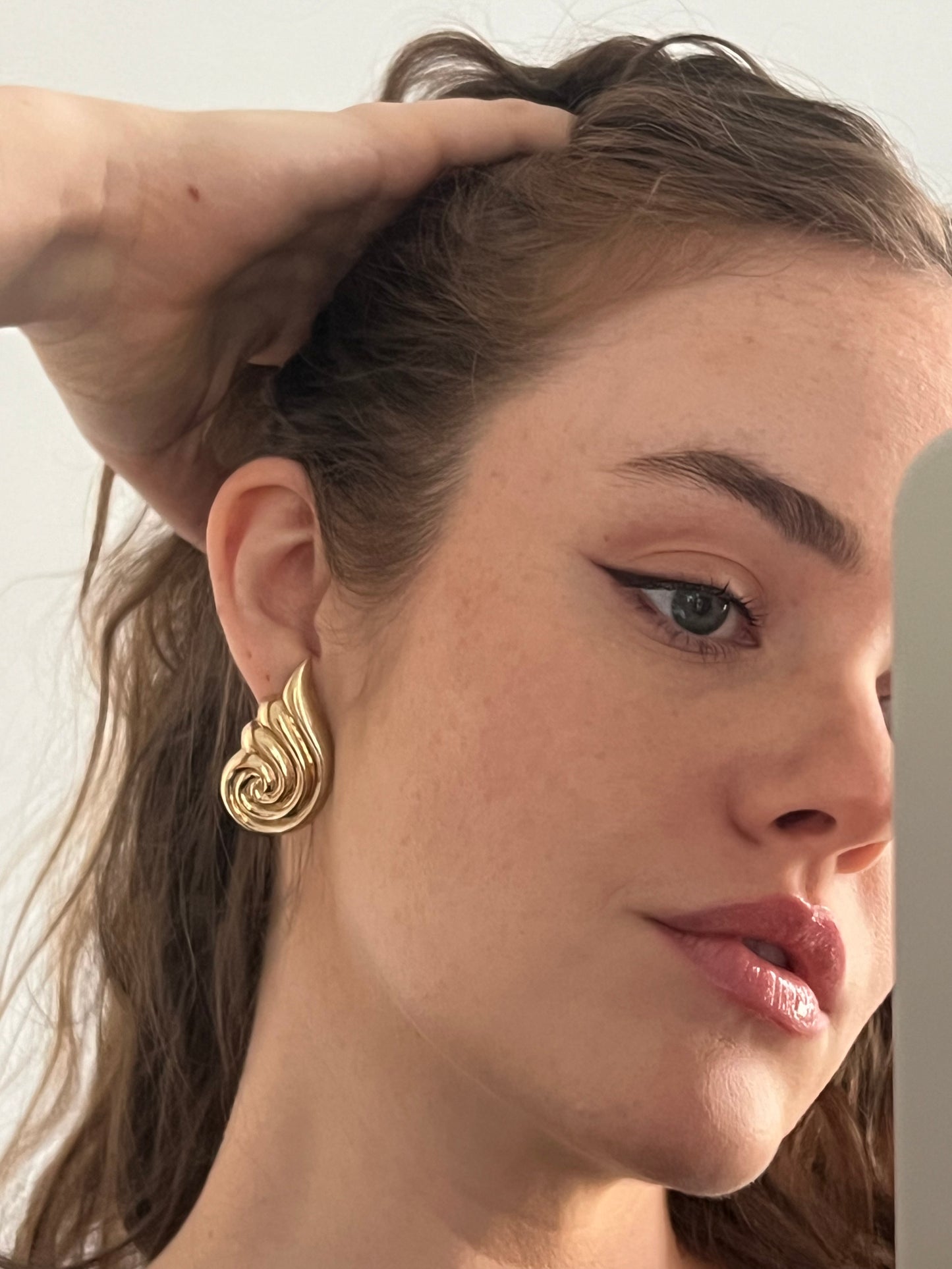 Golden Spiral Statement Earrings