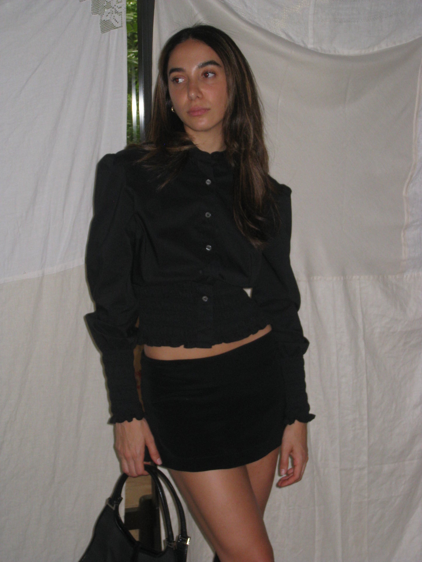 Vintage French Puff Sleeved Button-up