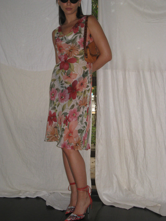 Silk Floral Midi Dress