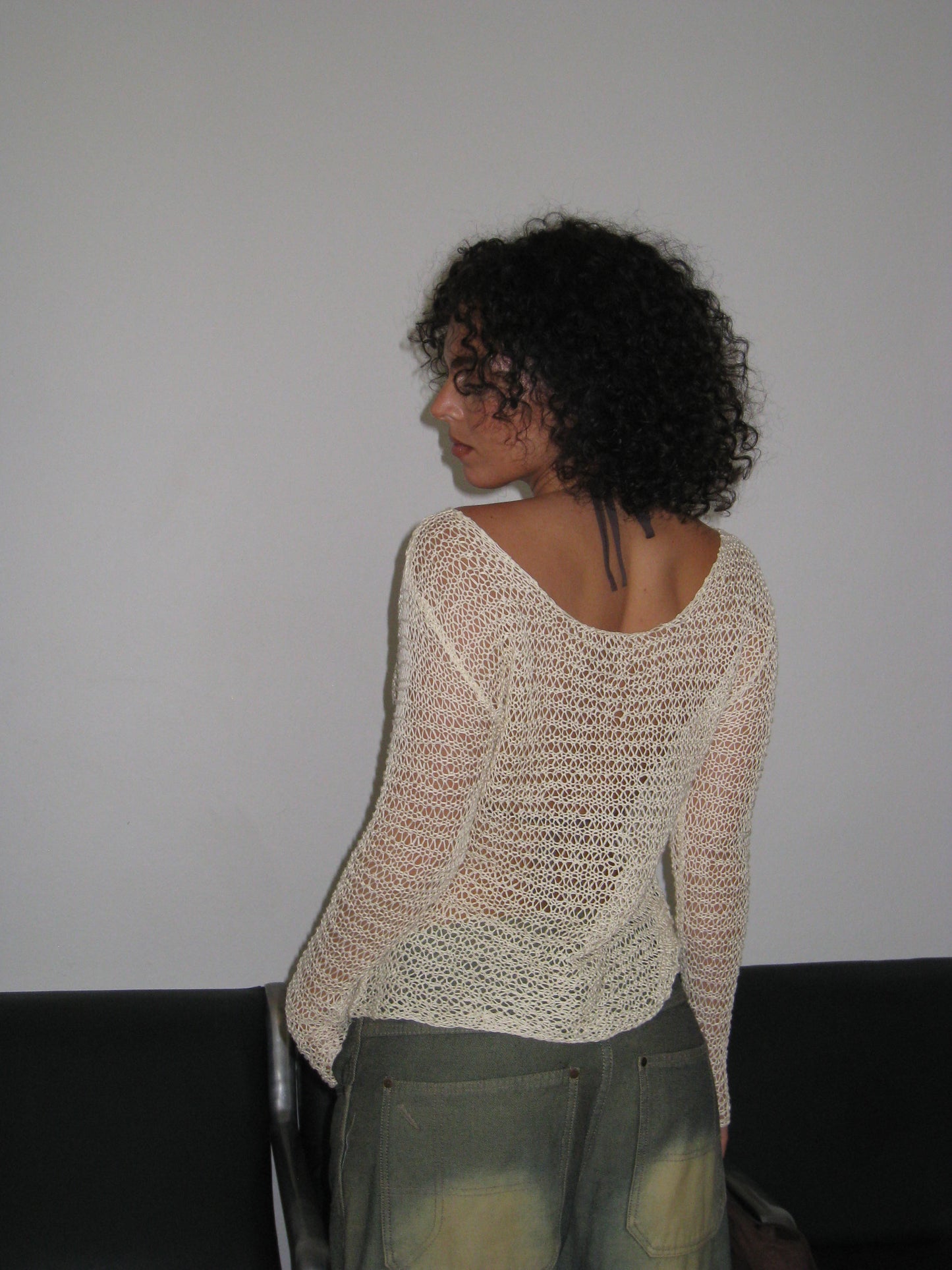 Long Sleeve Cream Knit Top