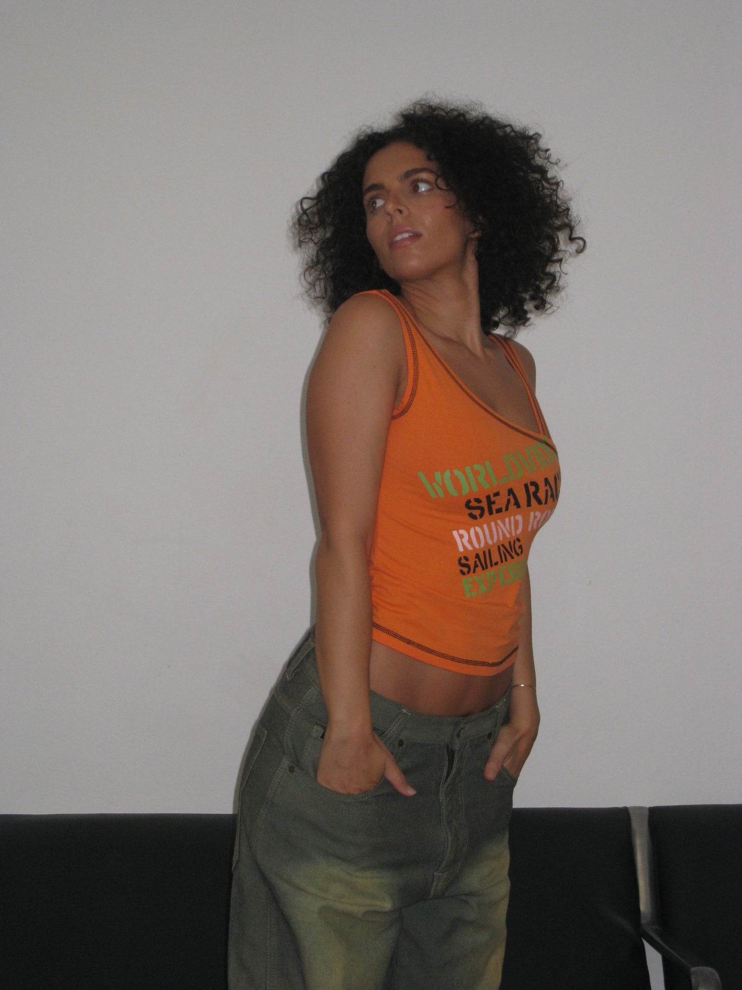 Orange Y2k Graphic Tank