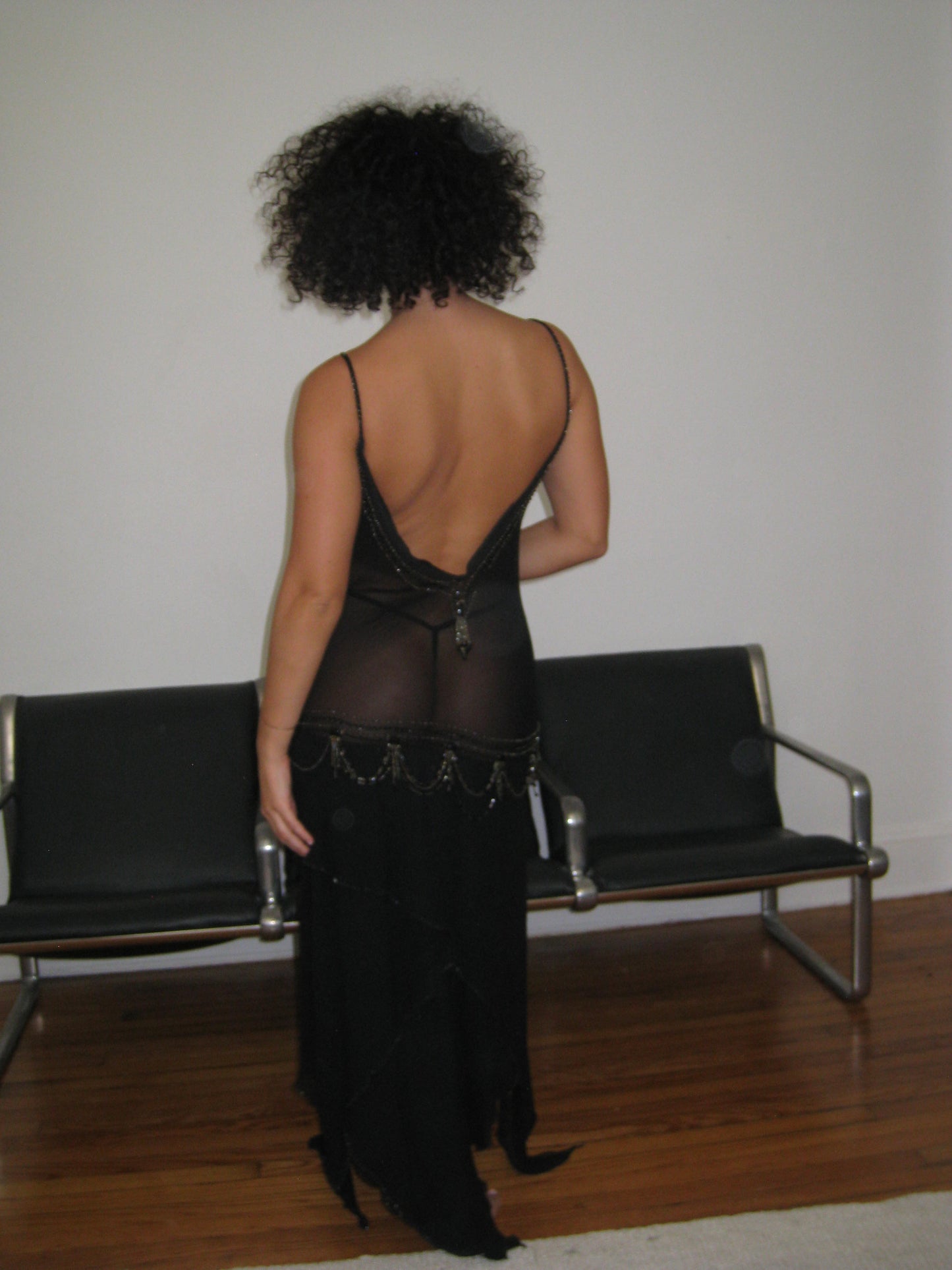 Low Back Beaded Silk Dress