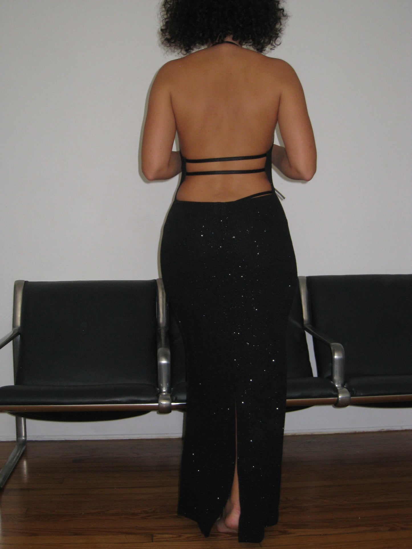 Y2K Low Back Sparkle Dress