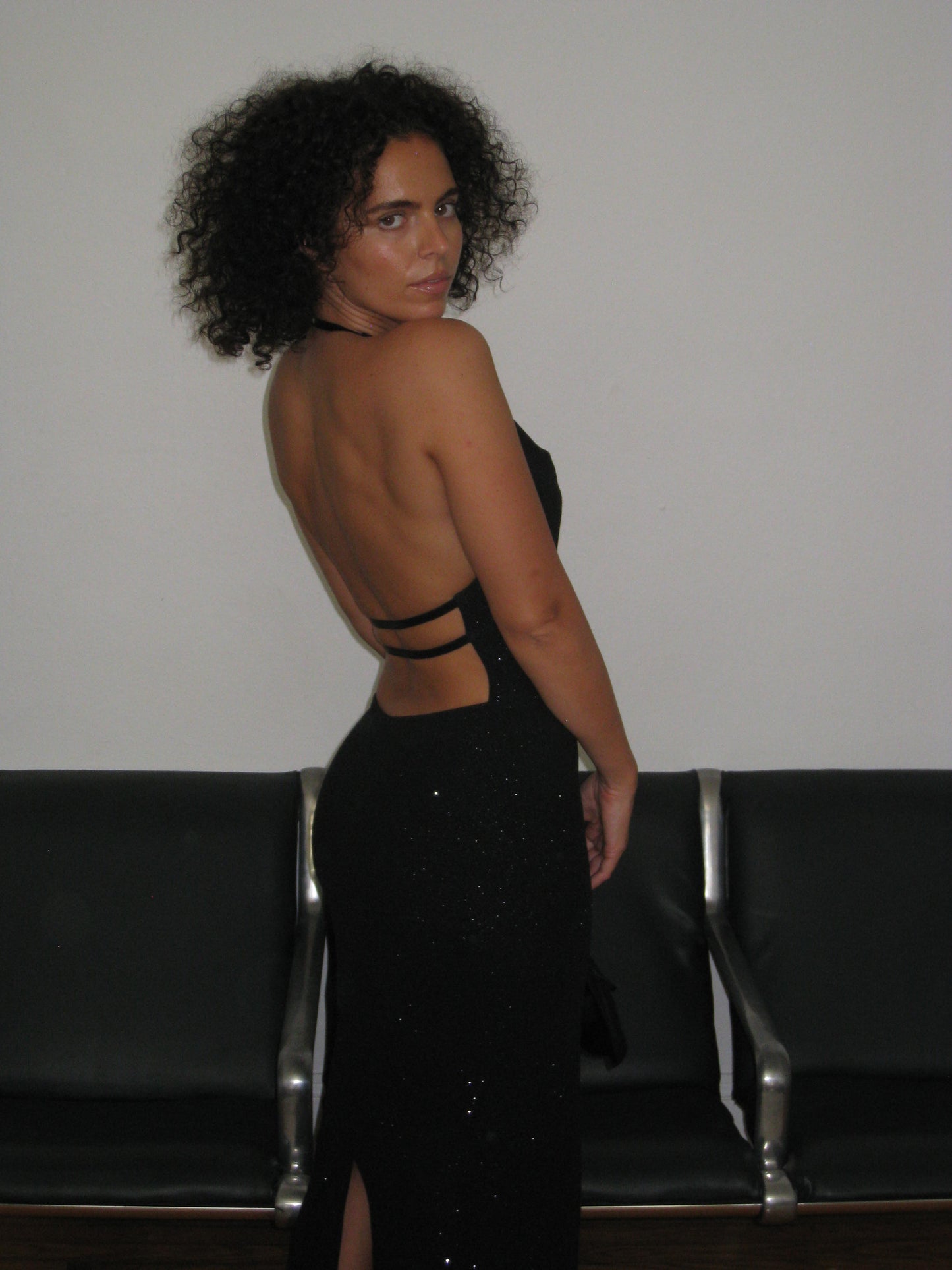 Y2K Low Back Sparkle Dress