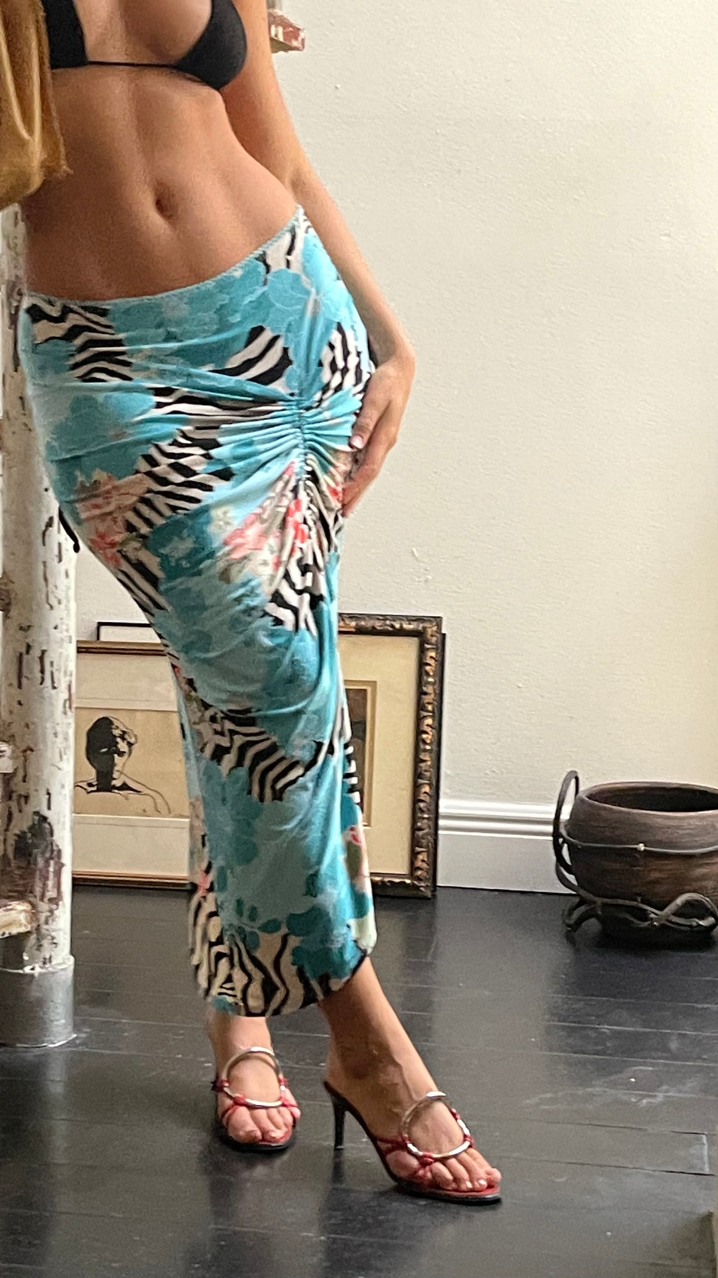 Vacation Print Midi Skirt