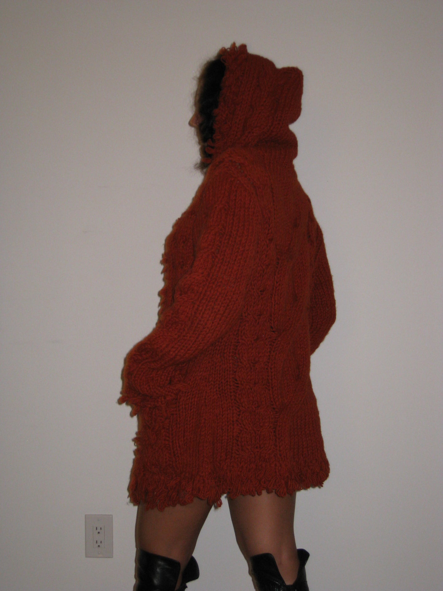 Orange Wool Oversized Sweater-Jacket