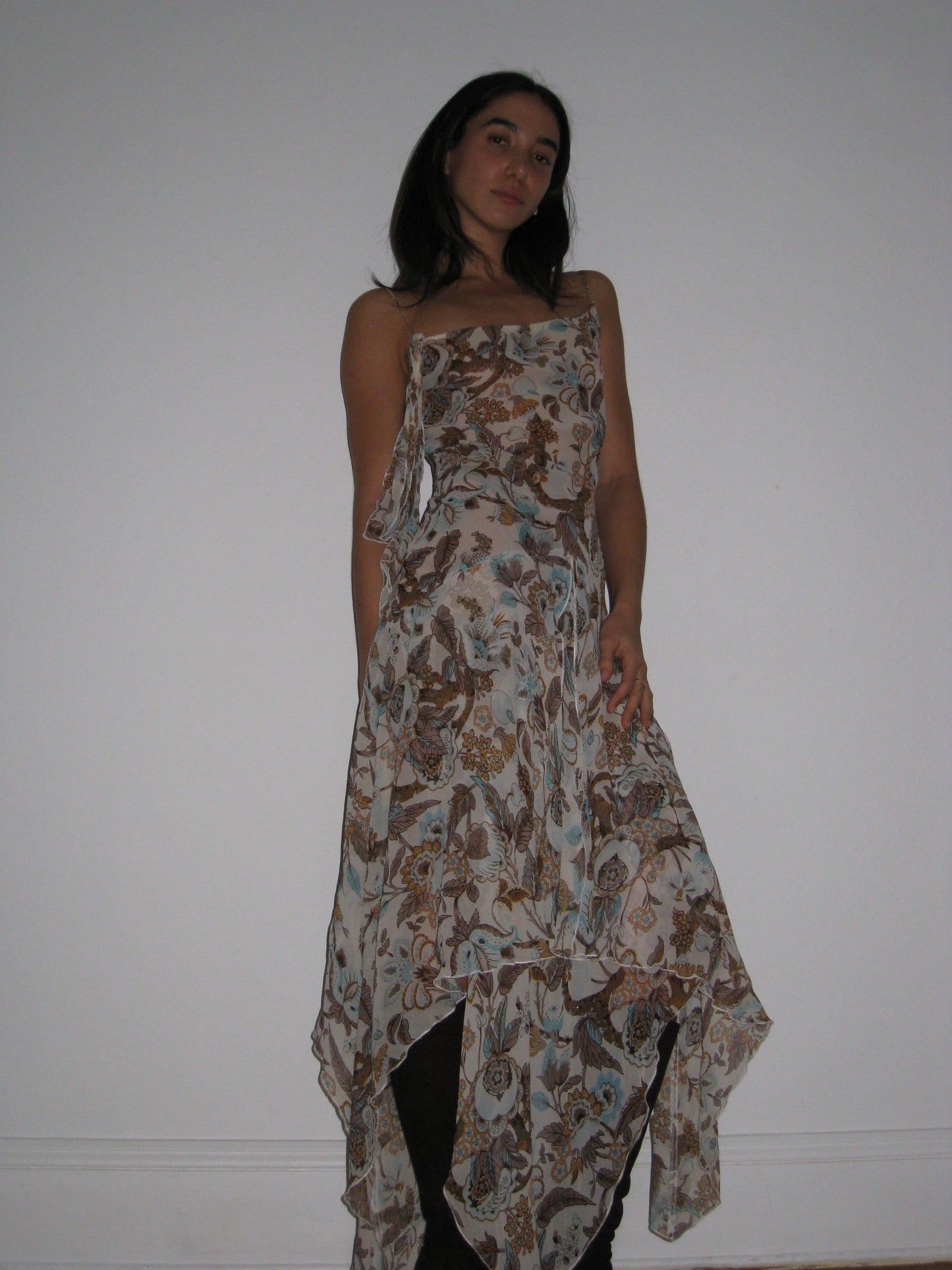 Floral Maxi Dress with Matching Necktie