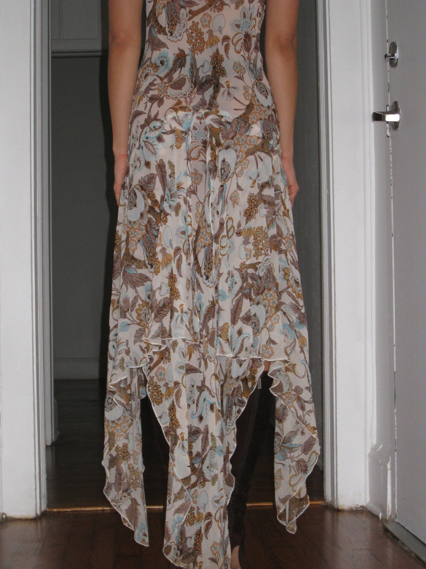 Floral Maxi Dress with Matching Necktie