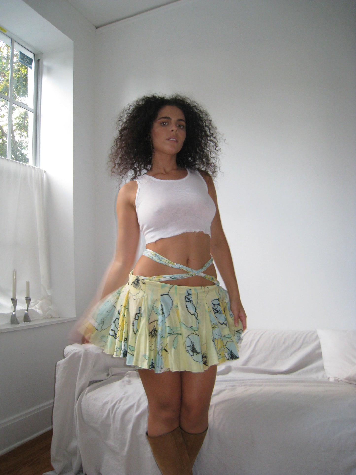 Floral School Girl Mini Skirt