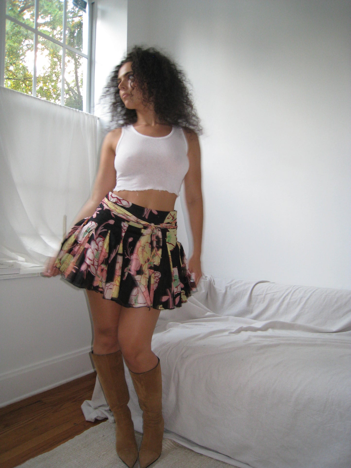 Floral Mini School Girl Skirt