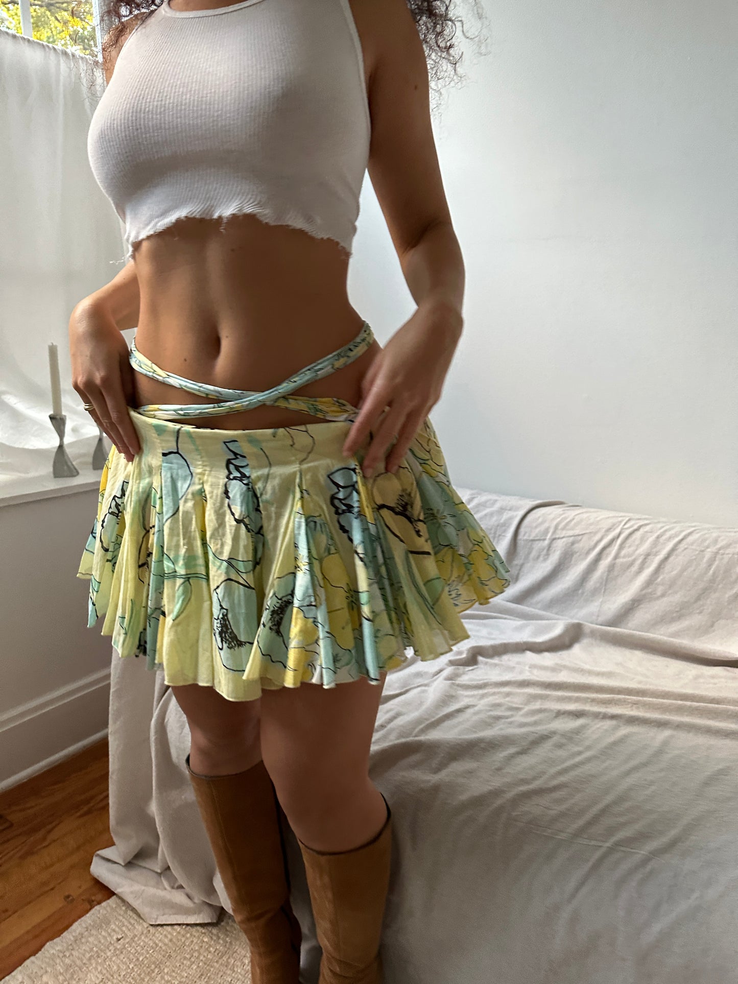 Floral School Girl Mini Skirt