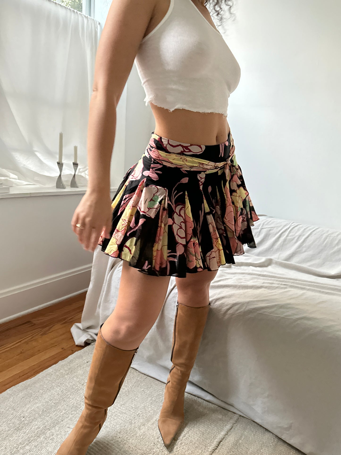 Floral Mini School Girl Skirt