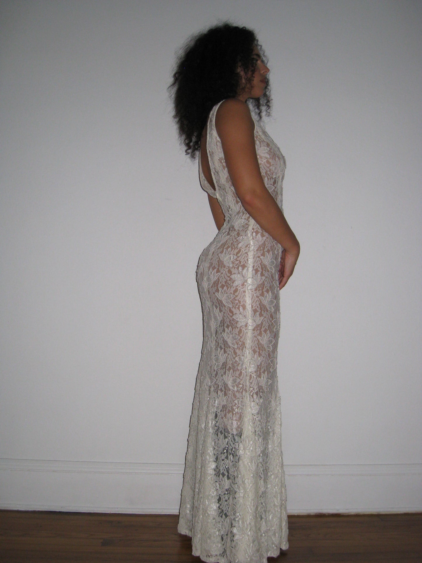 White Lace & Pearl Maxi