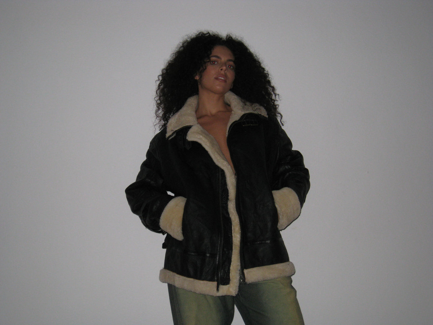 Vintage Leather Shearling Lined Jacket