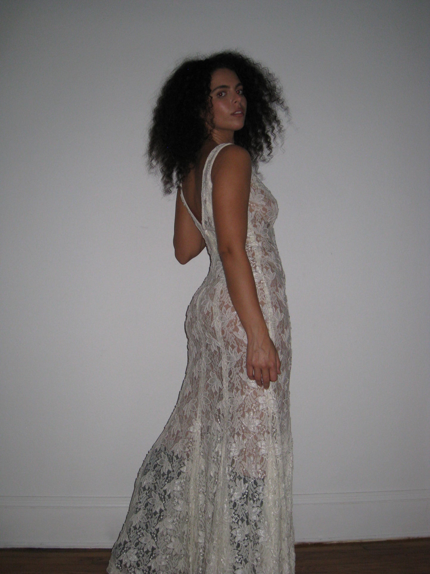 White Lace & Pearl Maxi