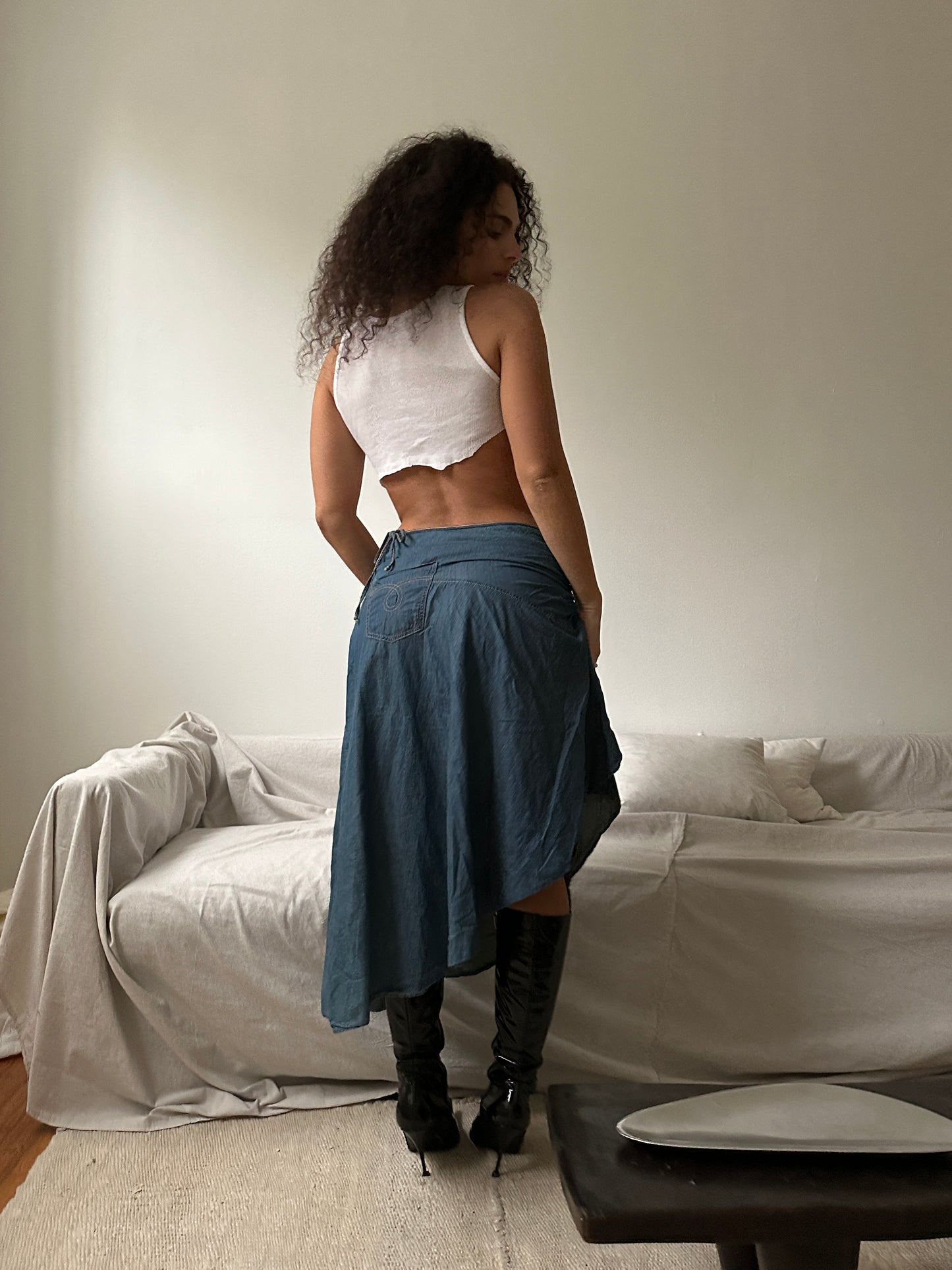 Vintage Denim High-low Skirt