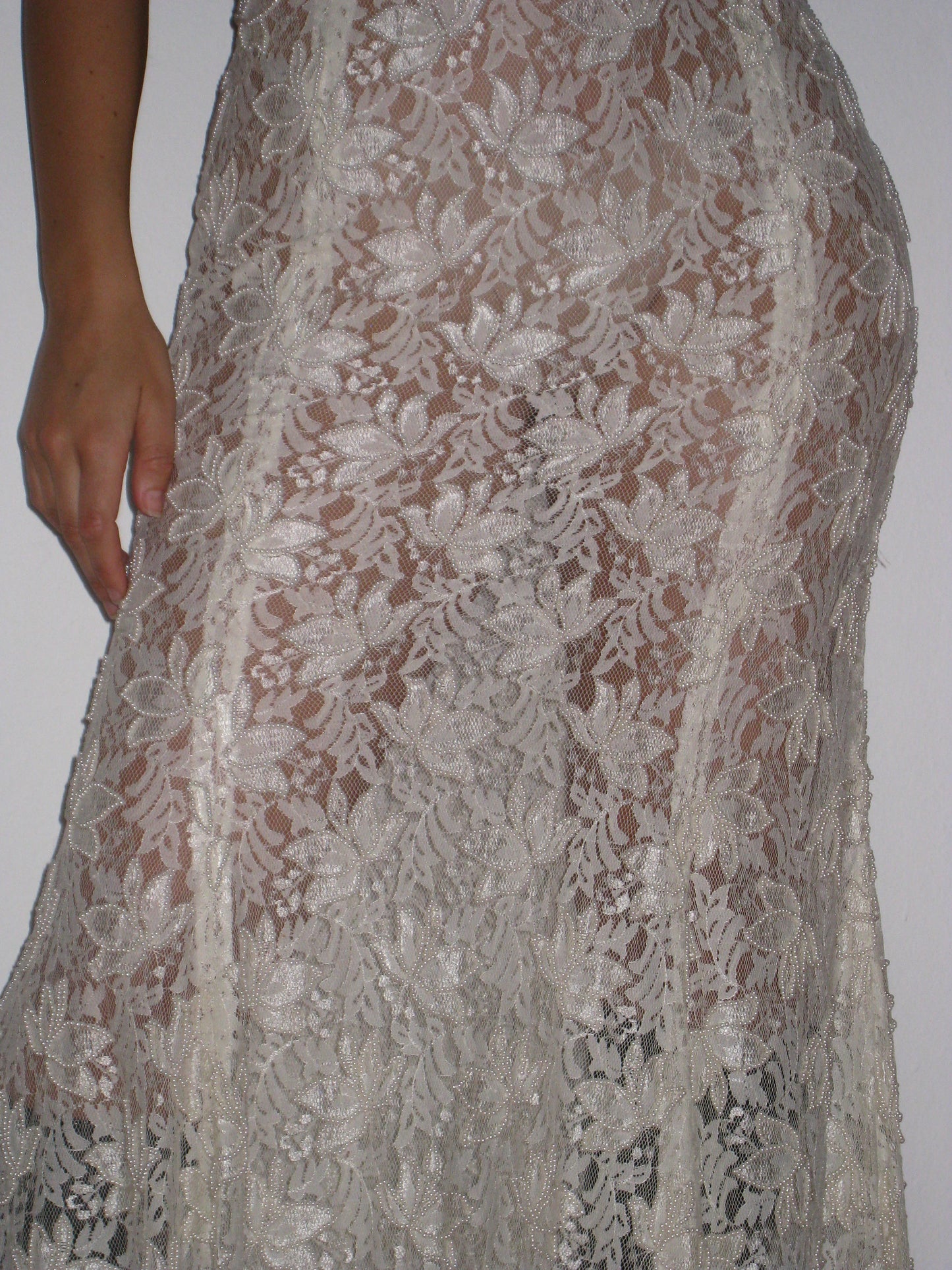 White Lace & Pearl Maxi