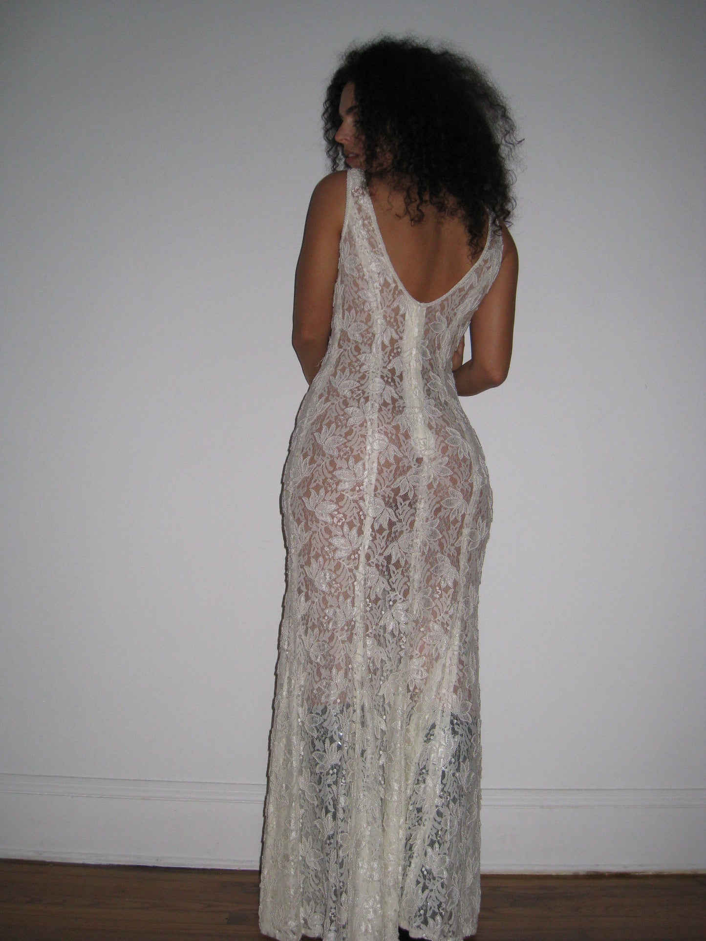 White Lace & Pearl Maxi