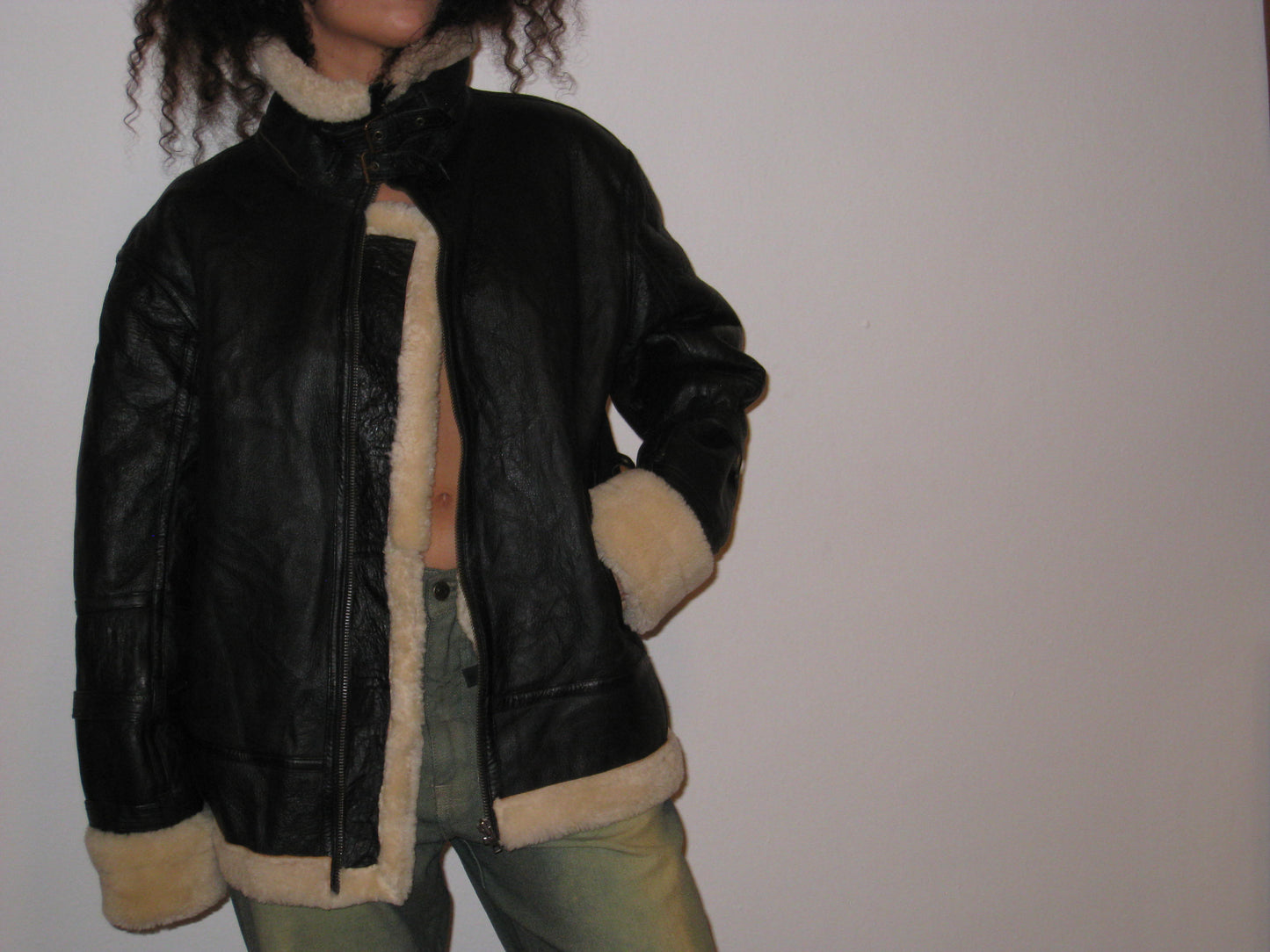 Vintage Leather Shearling Lined Jacket