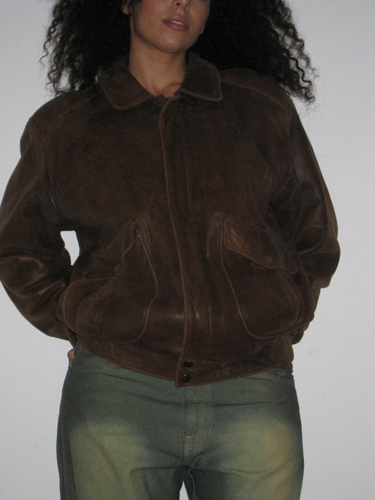 Vintage Leather Bomber Jacket