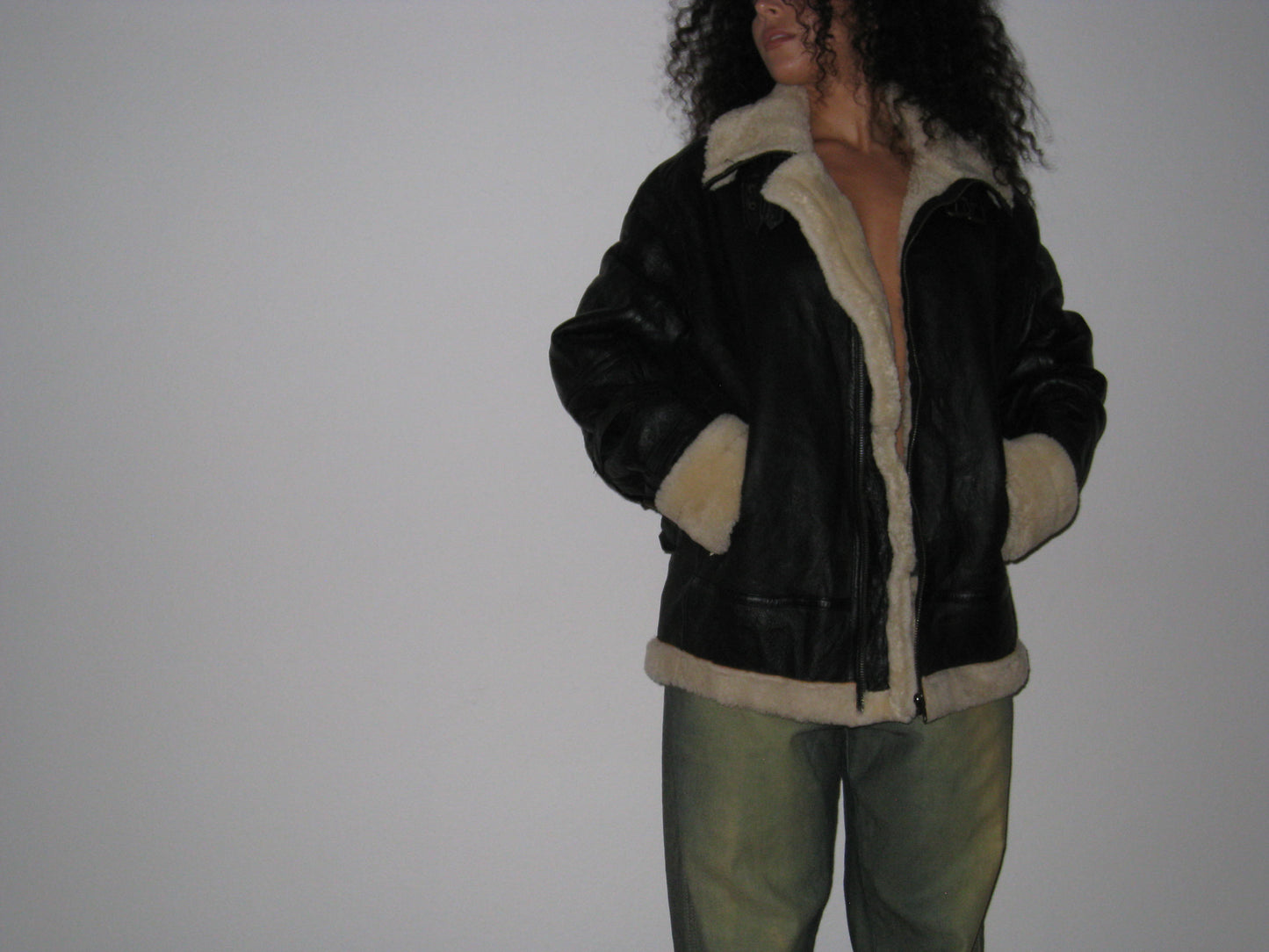 Vintage Leather Shearling Lined Jacket