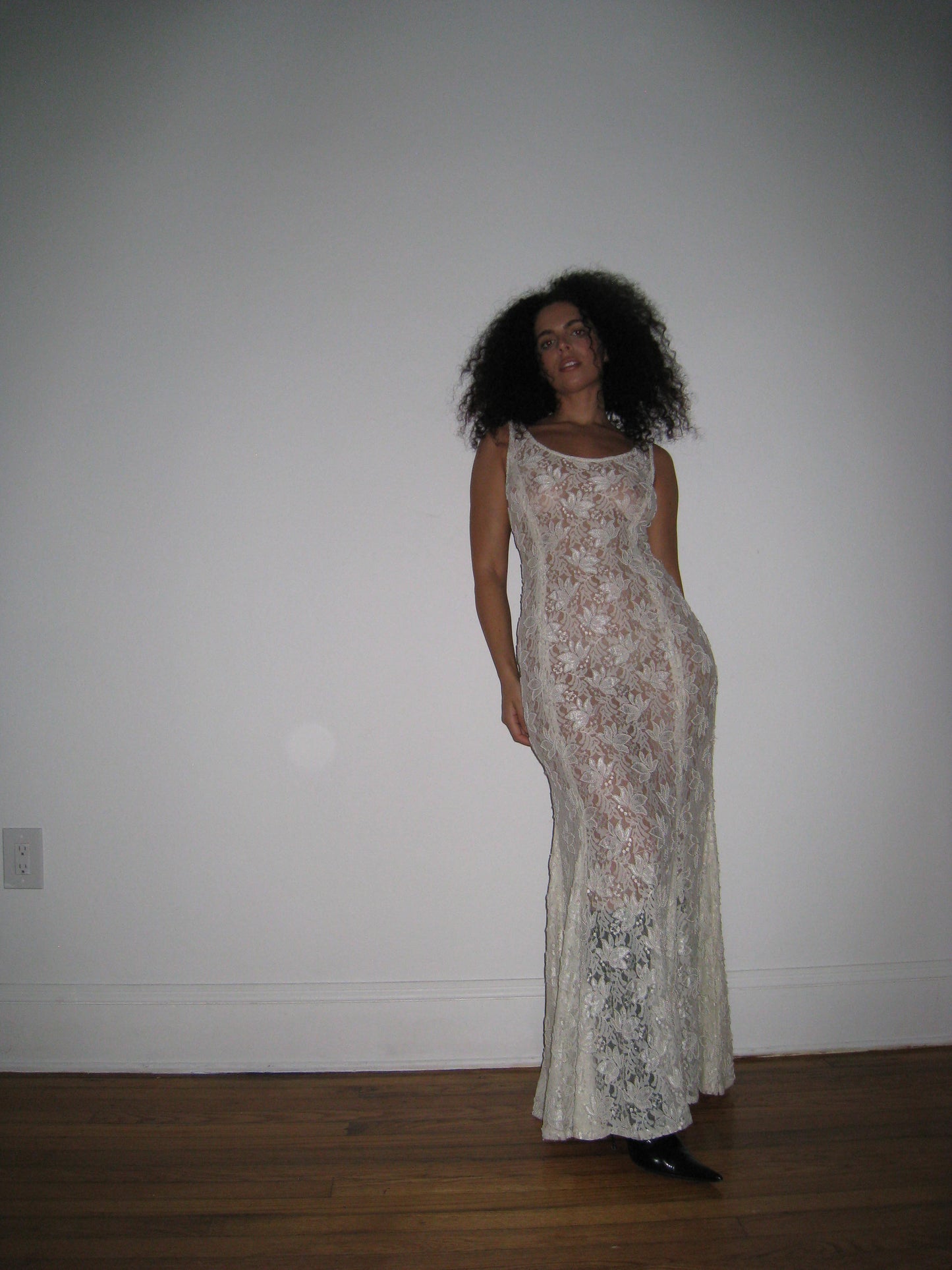 White Lace & Pearl Maxi