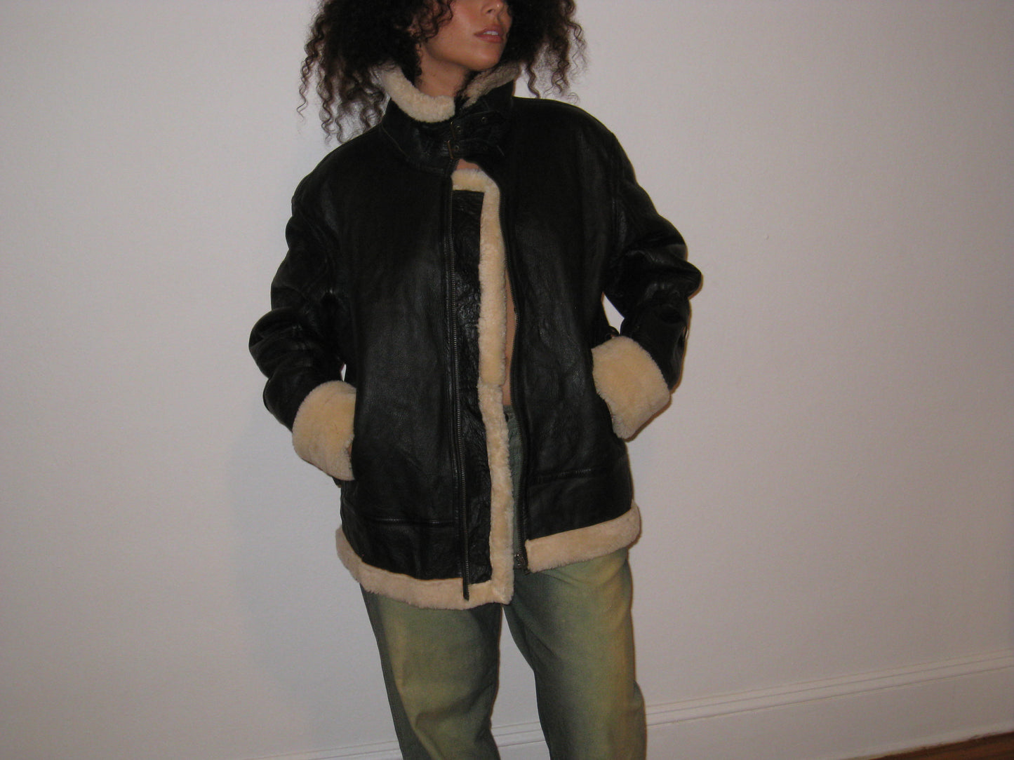 Vintage Leather Shearling Lined Jacket