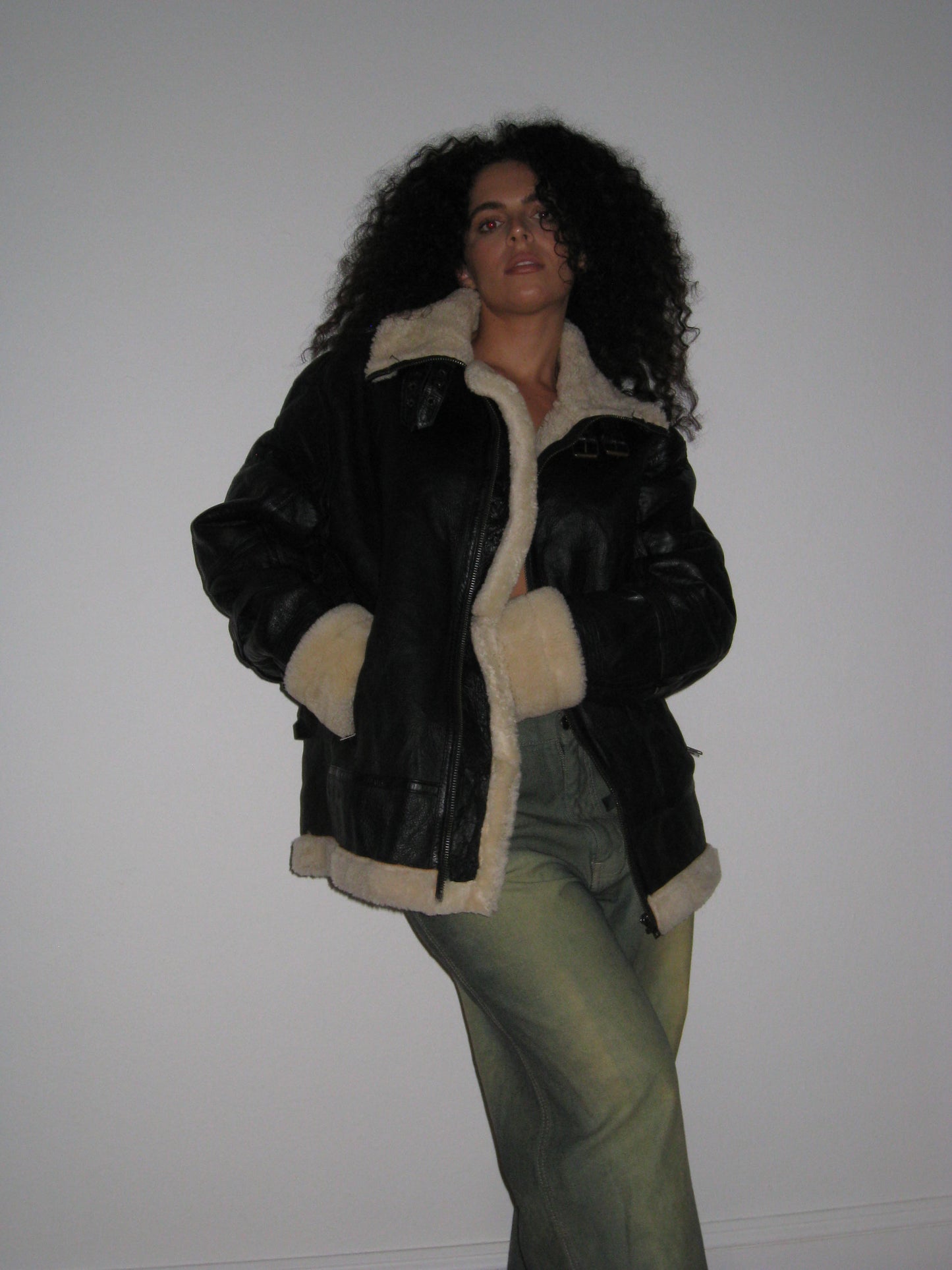 Vintage Leather Shearling Lined Jacket